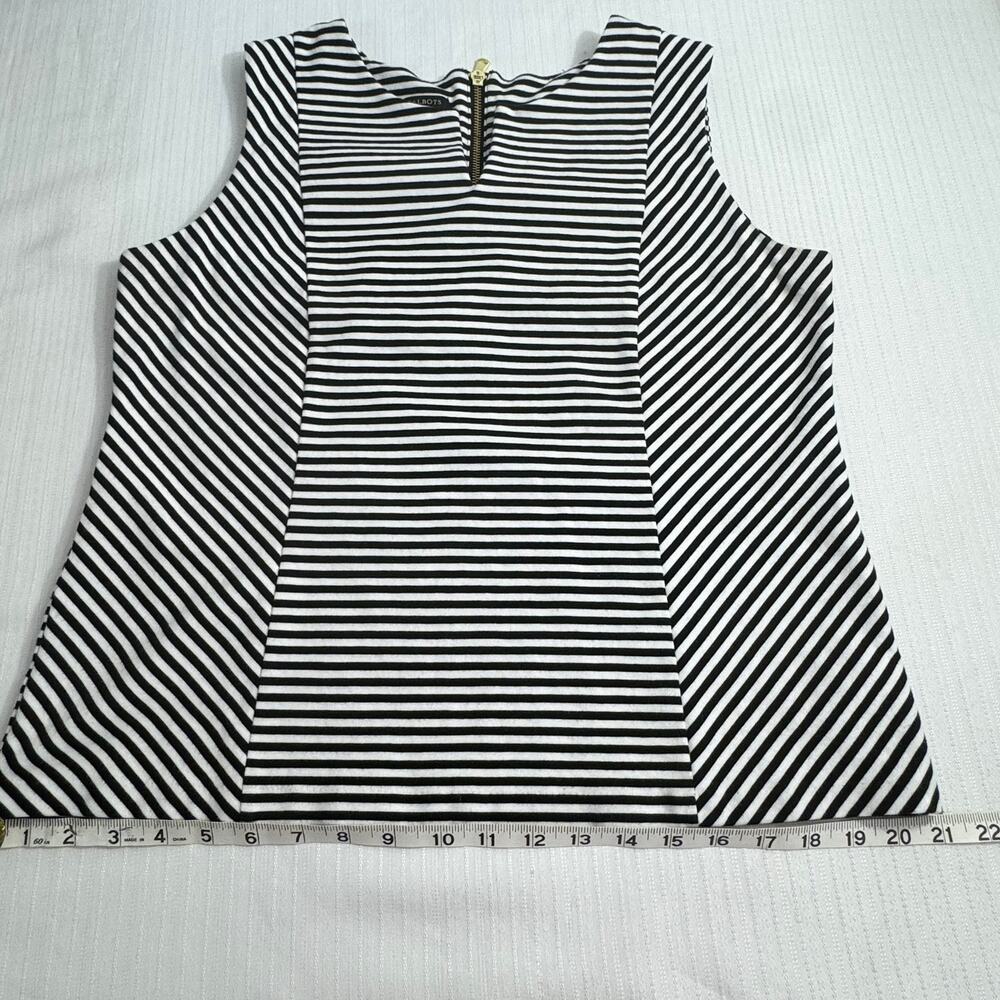 TALBOTS Women’s Size LP Black White Striped Sleeveless Workwear Office Fashion - Picture 6 of 8
